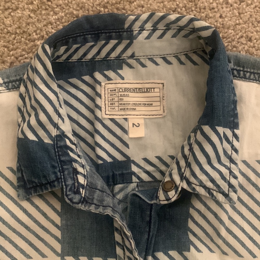 Current Elliot Checkered Chambray Button Down - image 2